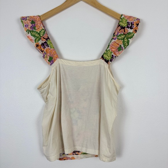 Anthropologie Tiny Marin Floral Embroidered Tank Top Sleeveless Cream Size M - Picture 3 of 12